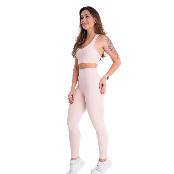 Conjunto Poliamida Top Nadador + Calça Com Bolso Lateral