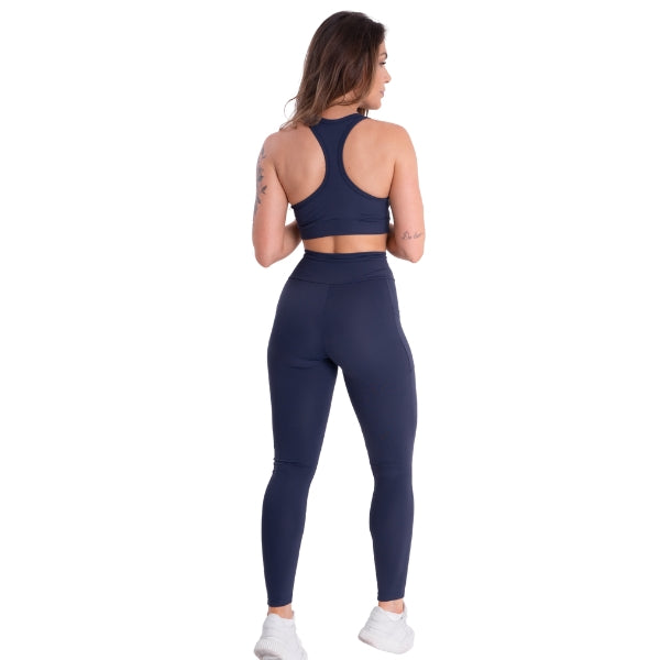 Conjunto Poliamida Top Nadador + Calça Com Bolso Lateral