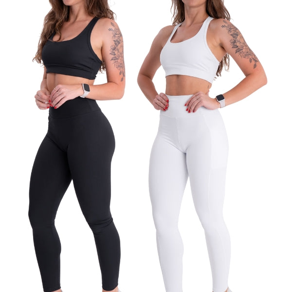 Kit Conjunto Poliamida Top Nadador + Calça Com Bolso Lateral