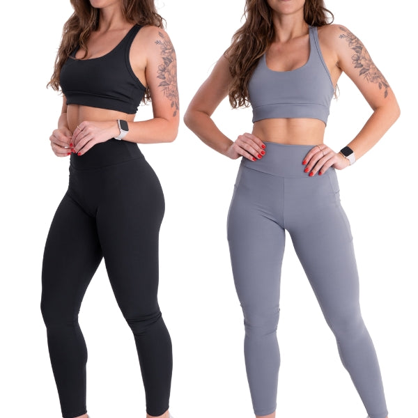 Kit Conjunto Poliamida Top Nadador + Calça Com Bolso Lateral