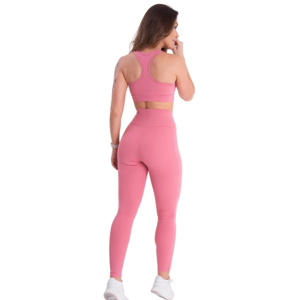 Conjunto Poliamida Top Nadador + Calça Com Bolso Lateral