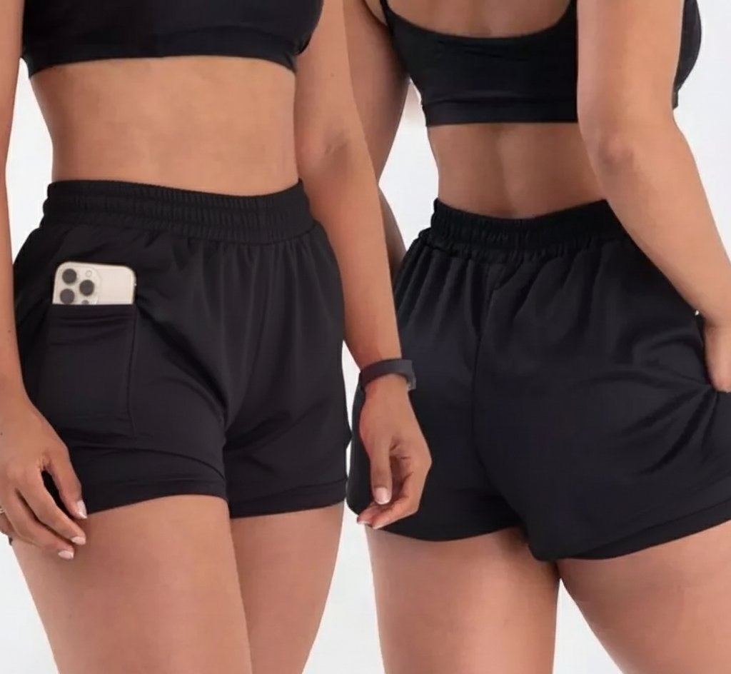 Kit 2 Shorts de Compressão 2 em 1 Feminino